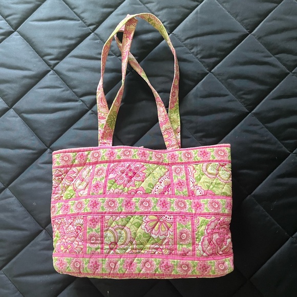 Vintage Vera Bradley pink and green small toggle tote bag - Picture 5 of 7